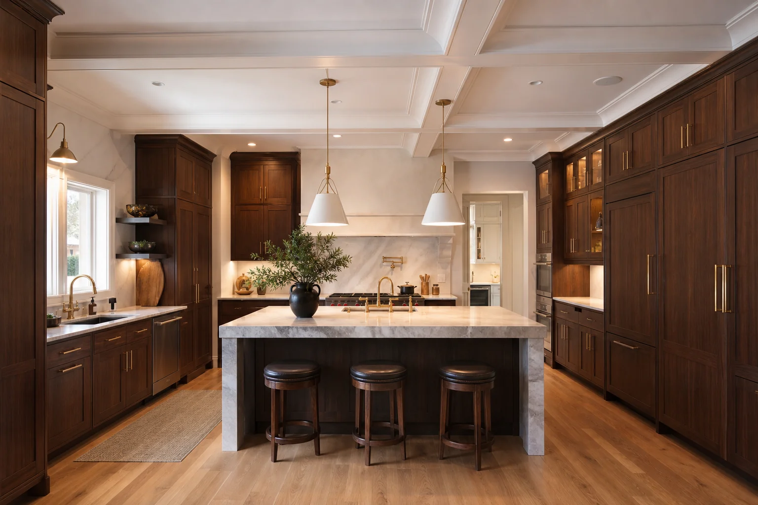 Warm walnut kitchen remodeling design visualization